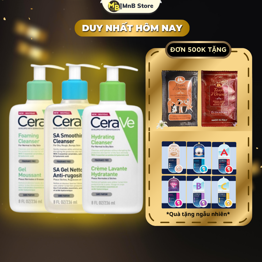 Sữa rửa mặt Cerave Foaming Facial Cleanser Hydrating SA cho da dầu mụn nhạy cảm da khô 473ml