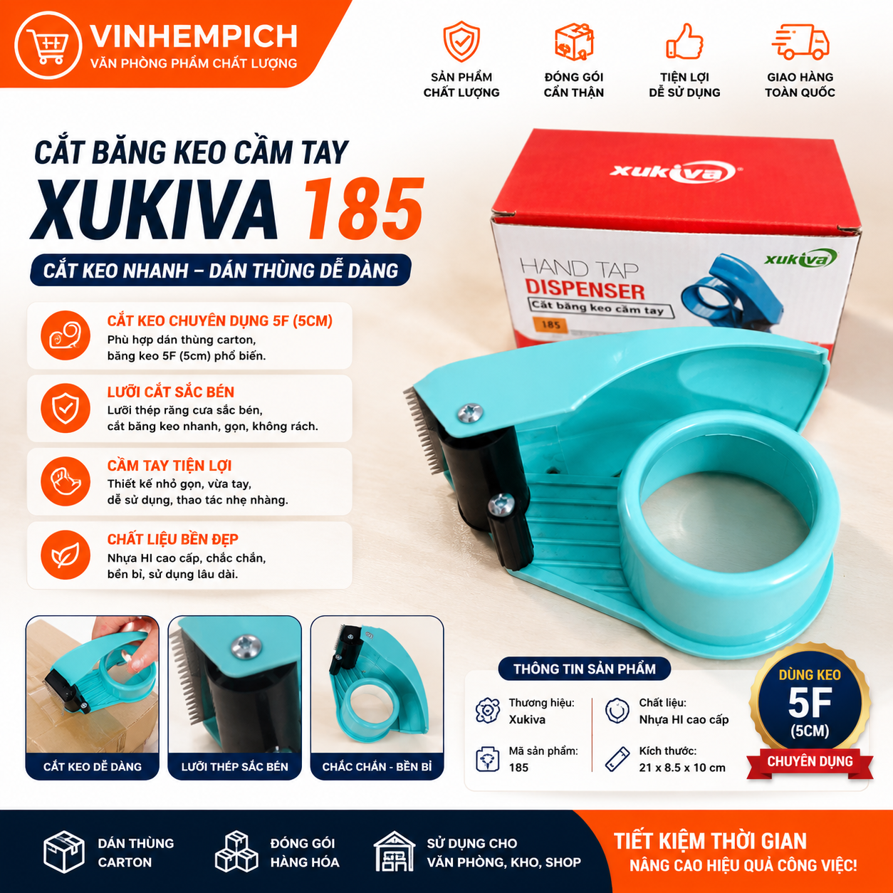 Cắt băng keo cầm tay Xukiva 185
