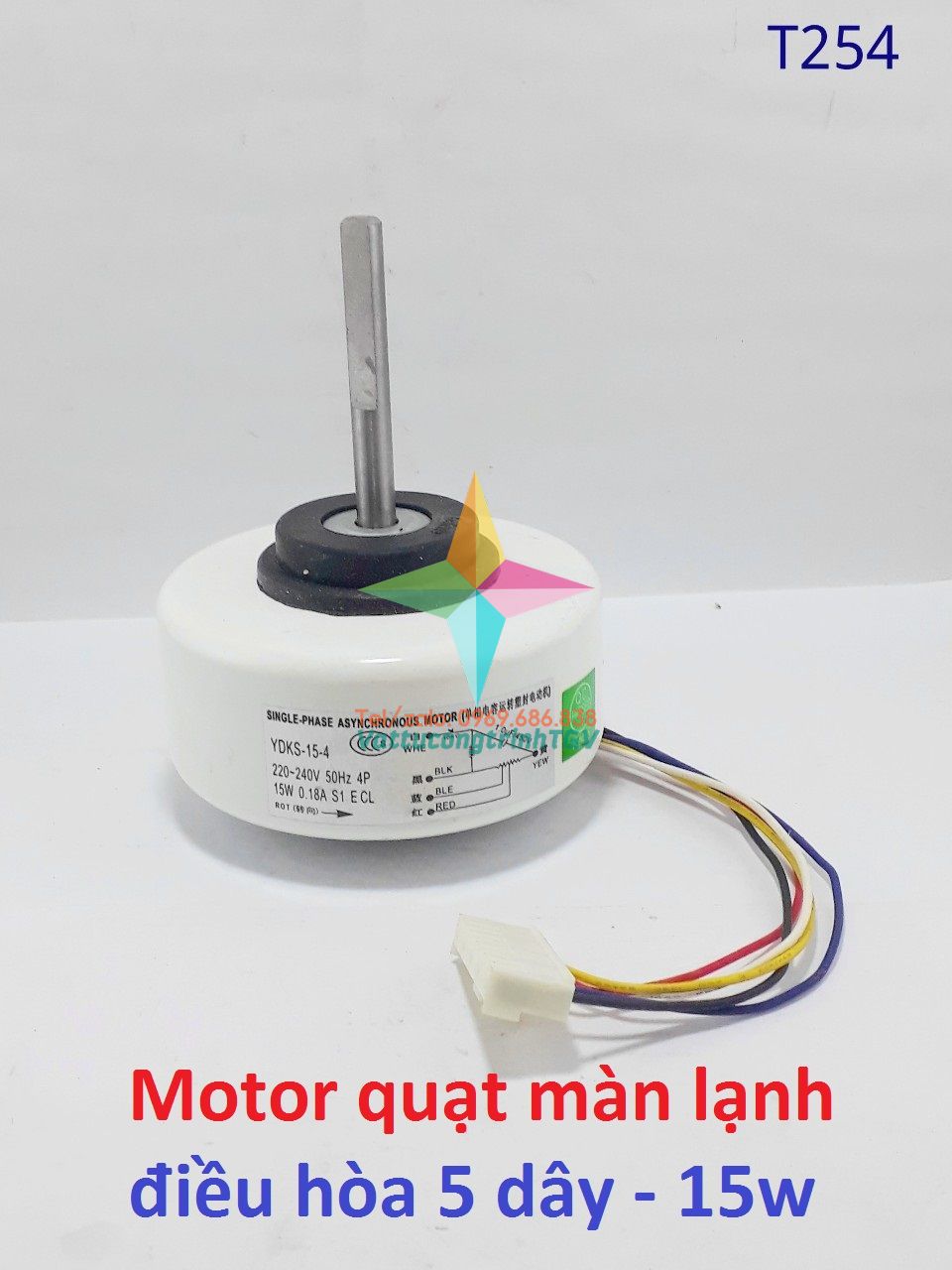Motor quạt màn lạnh điều hòa 5 dây 220V-15W - Trục thẳng