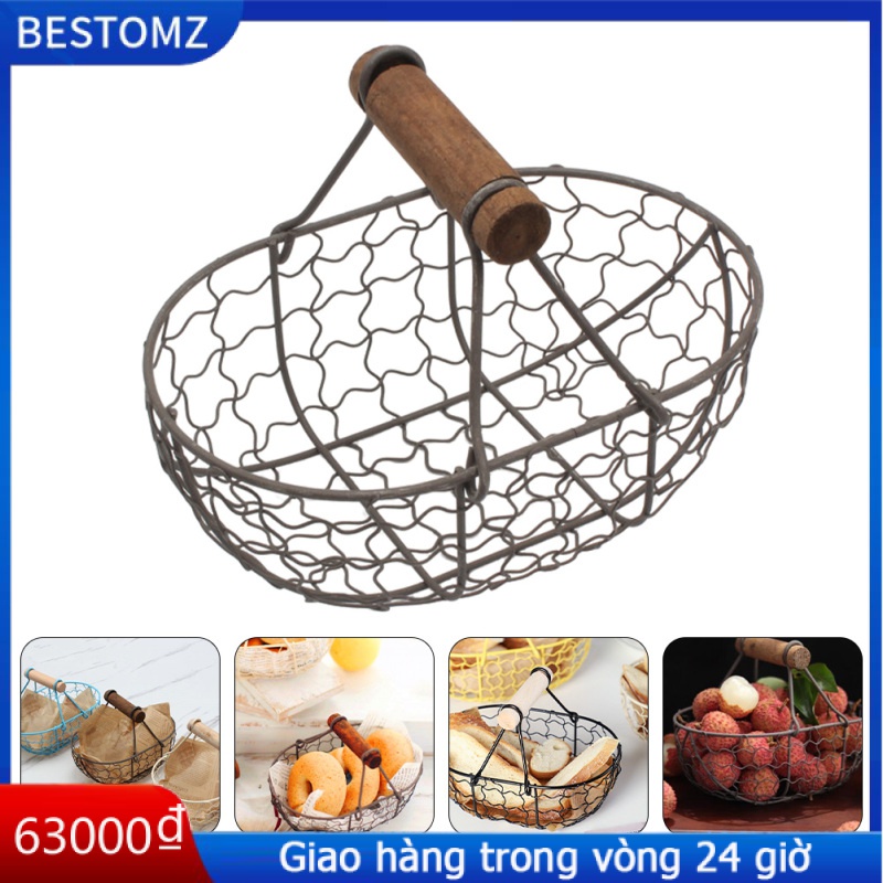 Foxnovo Rau Hiển thị đứng dây kim loại trứng giỏ gà dây trứng giỏ mộc mạc gà trứng giỏ