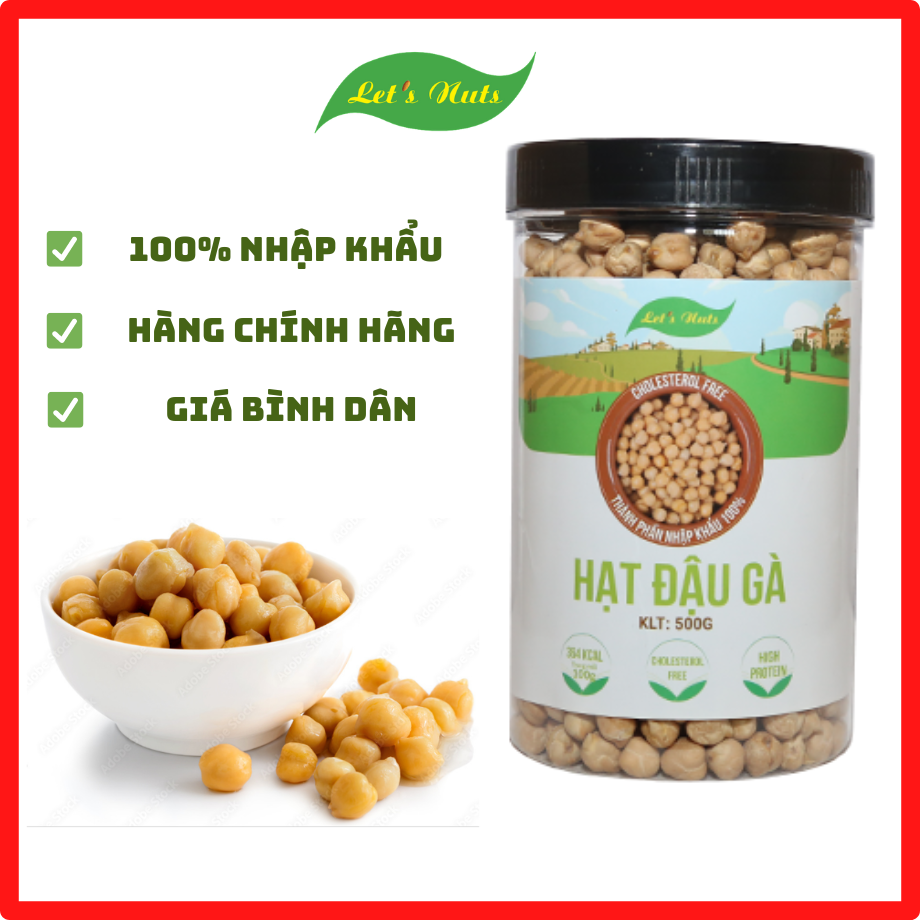 Hạt đậu gà hữu cơ Let's Nuts hộp 500g nhập khẩu từ Canada dùng làm sữa đậu, salad, súp.