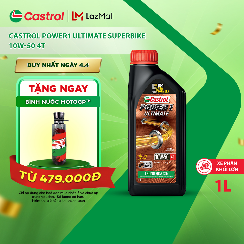 Dầu nhớt xe số và xe phân khối lớn CASTROL POWER1 ULTIMATE SUPERBIKE 4T 10W-50 (1L)