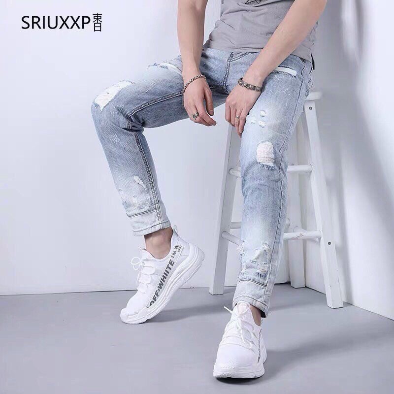 [HCM][hot..hot..hot] Quần jean nam cao cấp thiết kế trẻ trung phối rách táo bạo năng động Cheryshop94 ts175