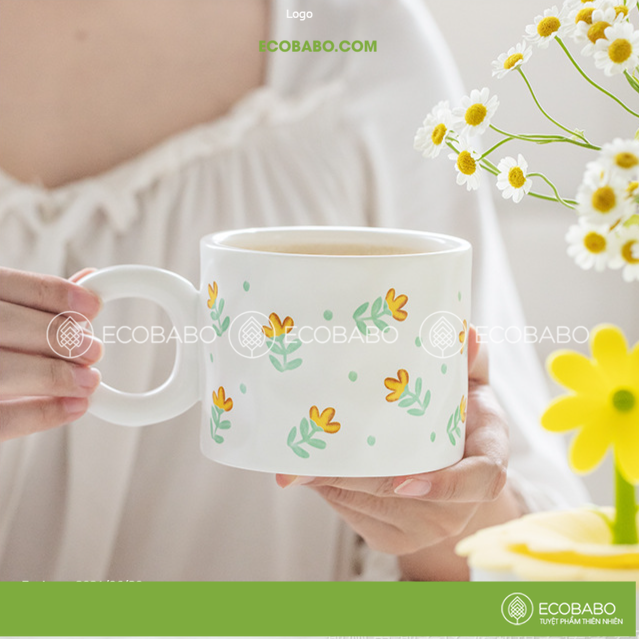 Cốc hoa dễ thương mùa hè quà tặng ly gốm sứ chất lượng cao cấp -Ecobabo