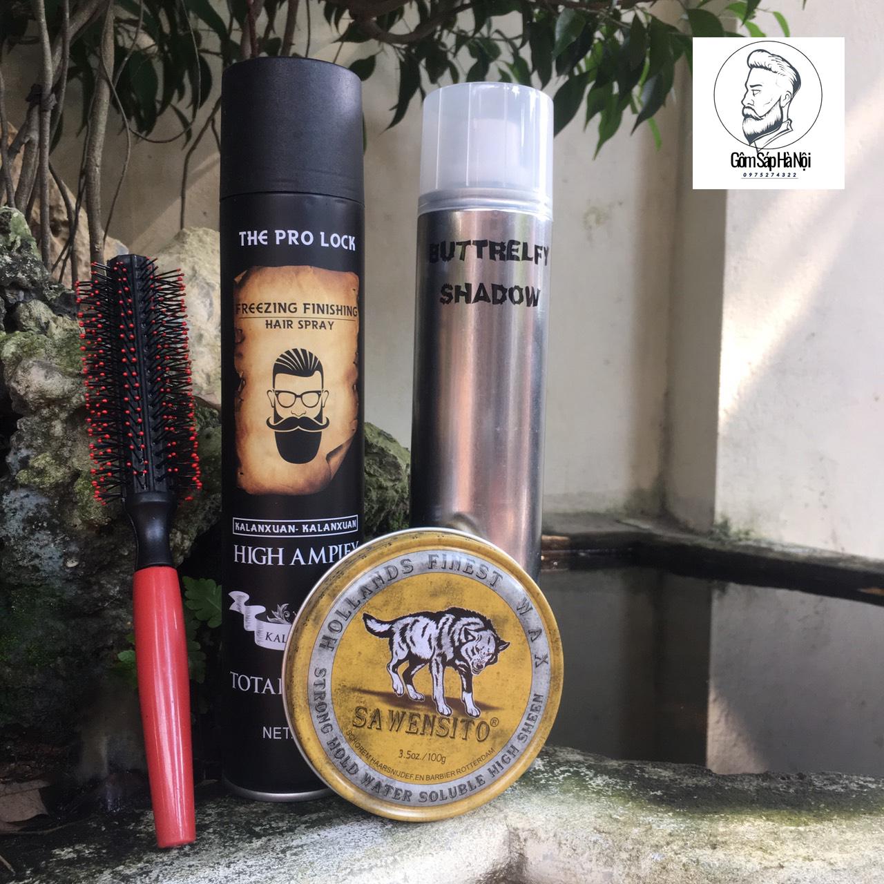 [ HÓT] 2 Gôm Xịt Tóc  The Pro Lock Vs Gôm Bạc 320ml + Sáp Vuốt Tóc Suawencito Chó Sói + Tặng Lược