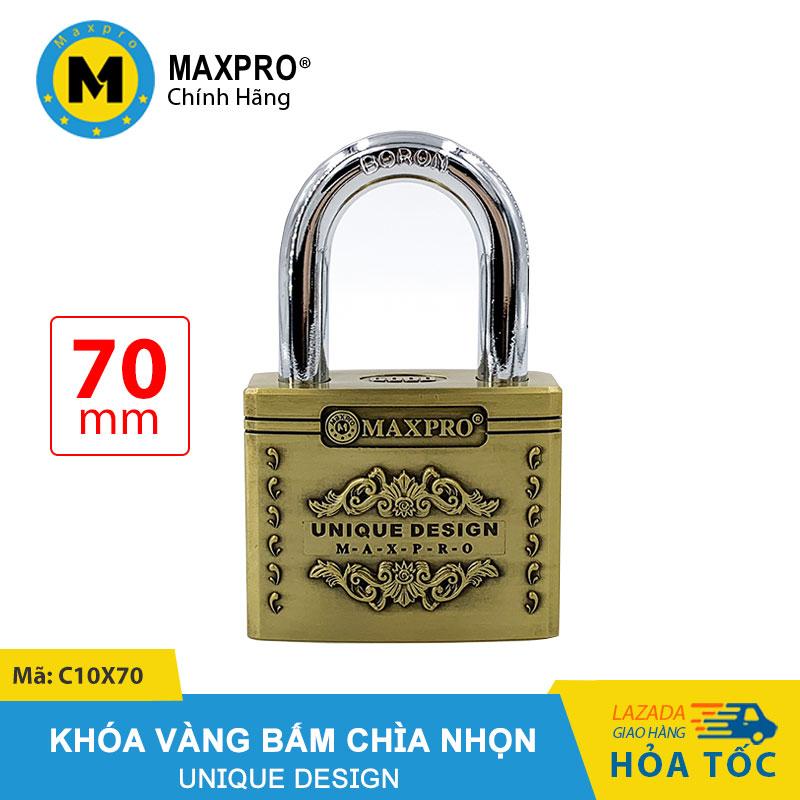 [HCM]Ổ Khóa Cửa Càng Thường Bấm Chìa Nhọn MAXPRO Hoa Văn Nổi 70mm - C10X70