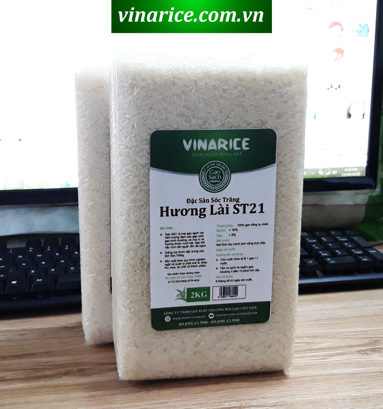 [HCM]Gạo Đặc Sản Sóc Trăng Hương Lài ST21 - túi ép chân ko 2KG - thơm ngon đặc biêt