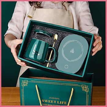 Máy hâm nóng thức ăn,đồ uống bằng điện mini kèm cốc sứ phong cách hoàn gia siêu sang, Mẫu mới mới 2021,Máy hâm nóng có thể hâm nóng sữa, ủ sữa, cháo, bột cho bé. Giữ nhiệt độ ổn định đảm bảo vừa phải để bé ăn.