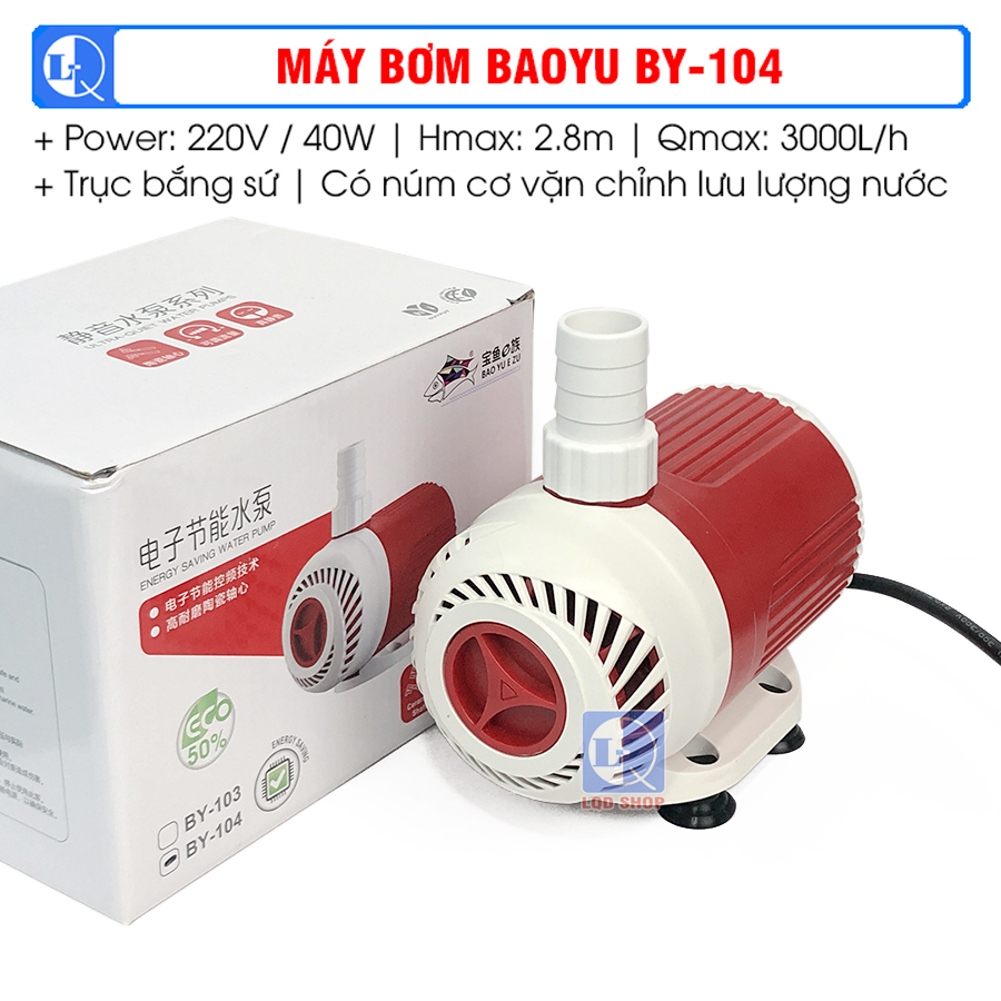 Máy bơm by 104 | 40w - 3000l/h | máy bơm hồ cá, thác non bộ, thả chìm