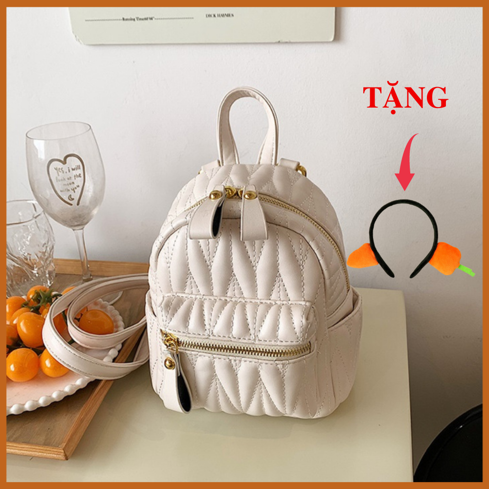 Balo Nữ Da Mềm Mịn Cao Cấp Phong Cách Thời Trang Màu Trắng, Đen