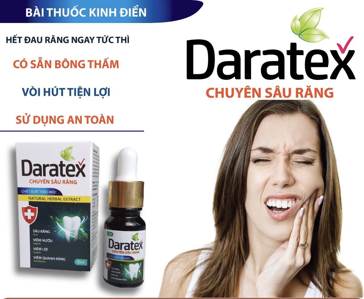 Dung dịch chấm sâu răng Daratex tác dụng nhanh tại vị trí đau sâu răng lọ 10ml