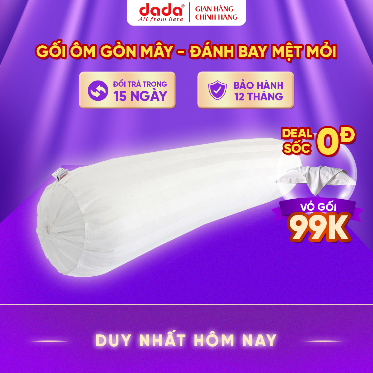 Ruột Gối Ôm Khách Sạn 5 Sao DADA - Gòn Lông Vũ Nhân Tạo Microfiber Êm Mềm Dày Dặn