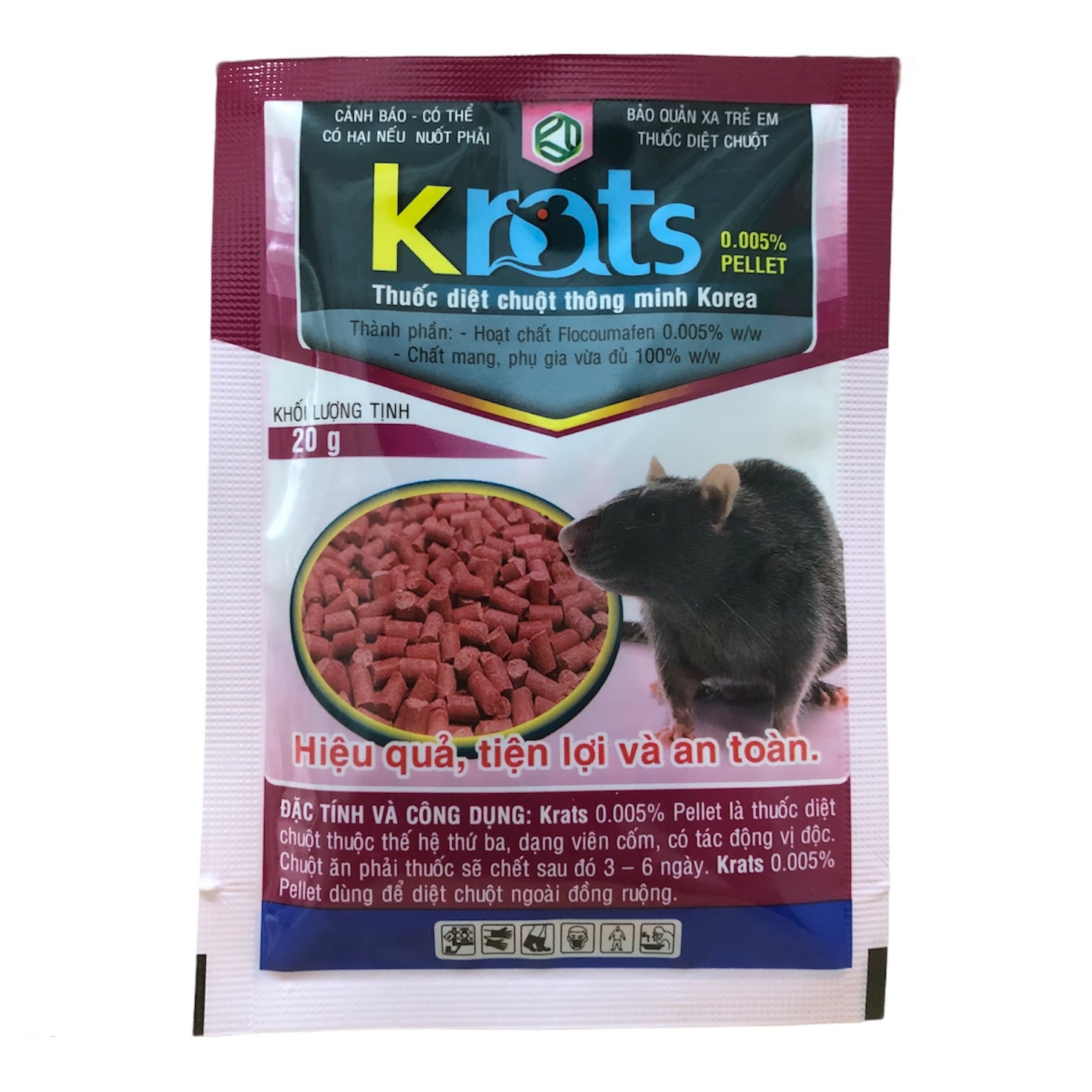 Thuốc Diệt chuột thông minh Korea dạng viên cốm, chỉ chuột ăn chết, gà chó lợn gà ăn không sao