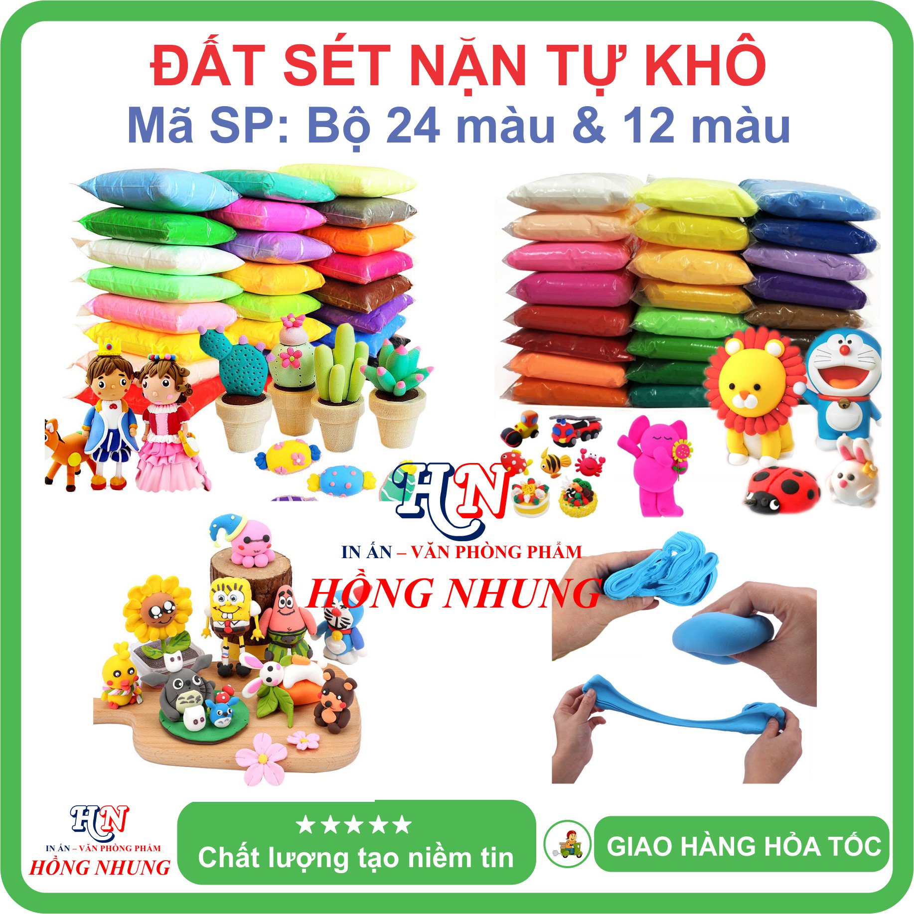 [SALE] Bộ đất sét nặn tự khô 36 màu / 24 màu / 12 màu cao cấp Softclay, kèm bộ cây tạo hình, giúp bé thỏa sức sáng tạo mà không sợ dính tay