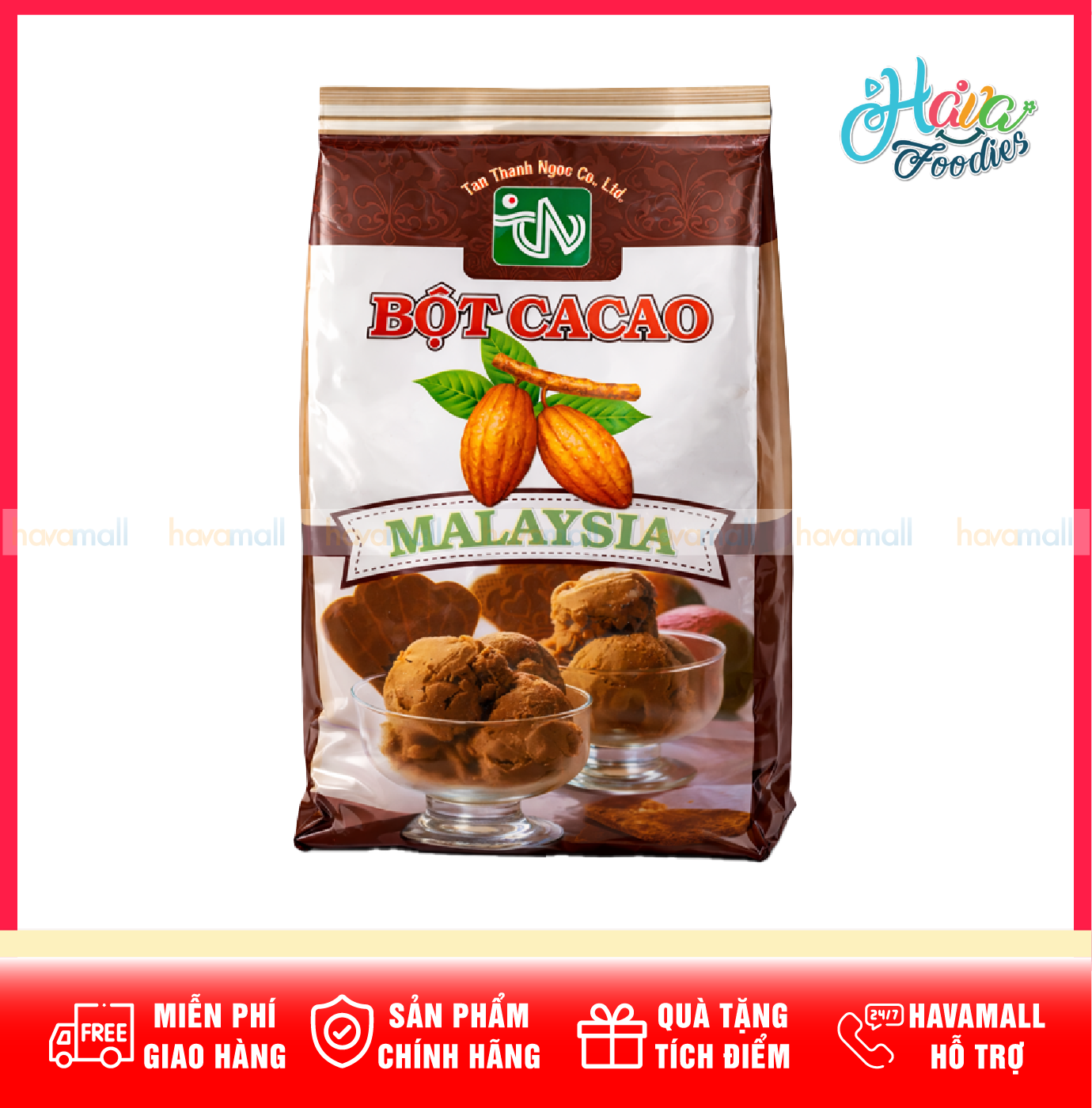 Bột Cacao Nguyên Chất Malaysia Tân Thạnh Ngọc 500g – Malaysia Pure Cocoa Powder