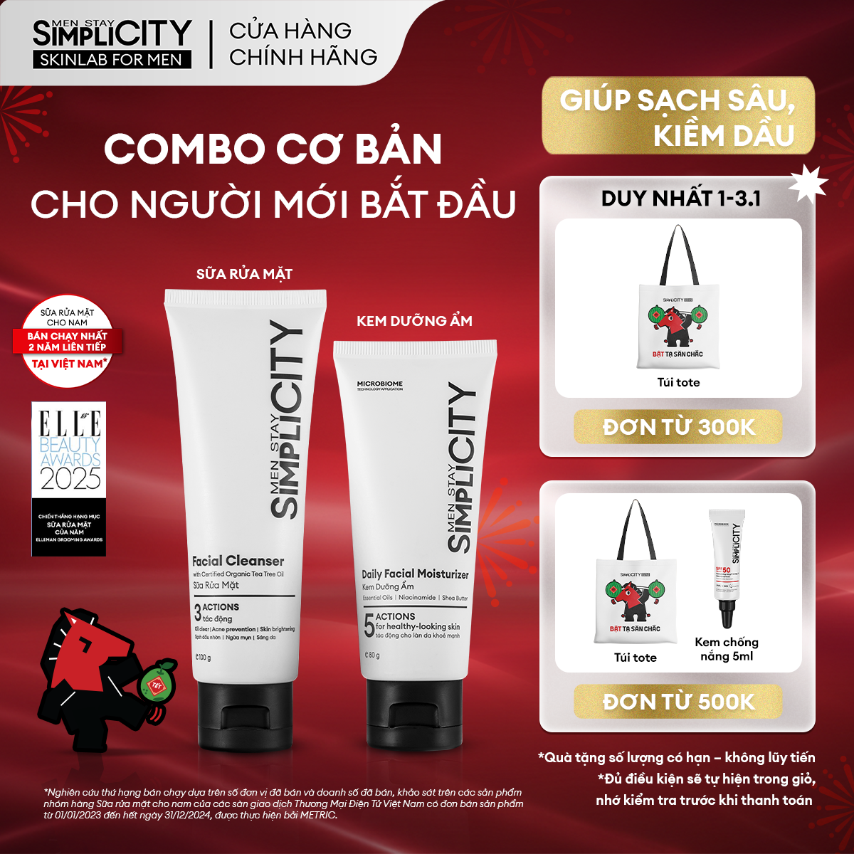  Bộ đôi làm sạch và bảo vệ da chăm sóc da toàn diện cho nam Men Stay Simplicity Starter Duo: Sữa rửa mặt 100g x Dưỡng ẩm đa năng 80g 