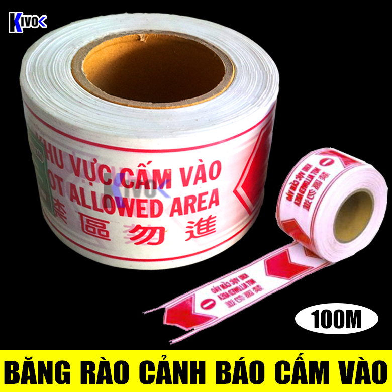 Băng Rào Cảnh Báo Cuộn Dài 100mét Màu Đỏ Trắng - Băng Rào Chắn Công Trình, Băng Rào Cấm Vào, Cuộn Rào Bảo Vệ An Toàn - Kivo