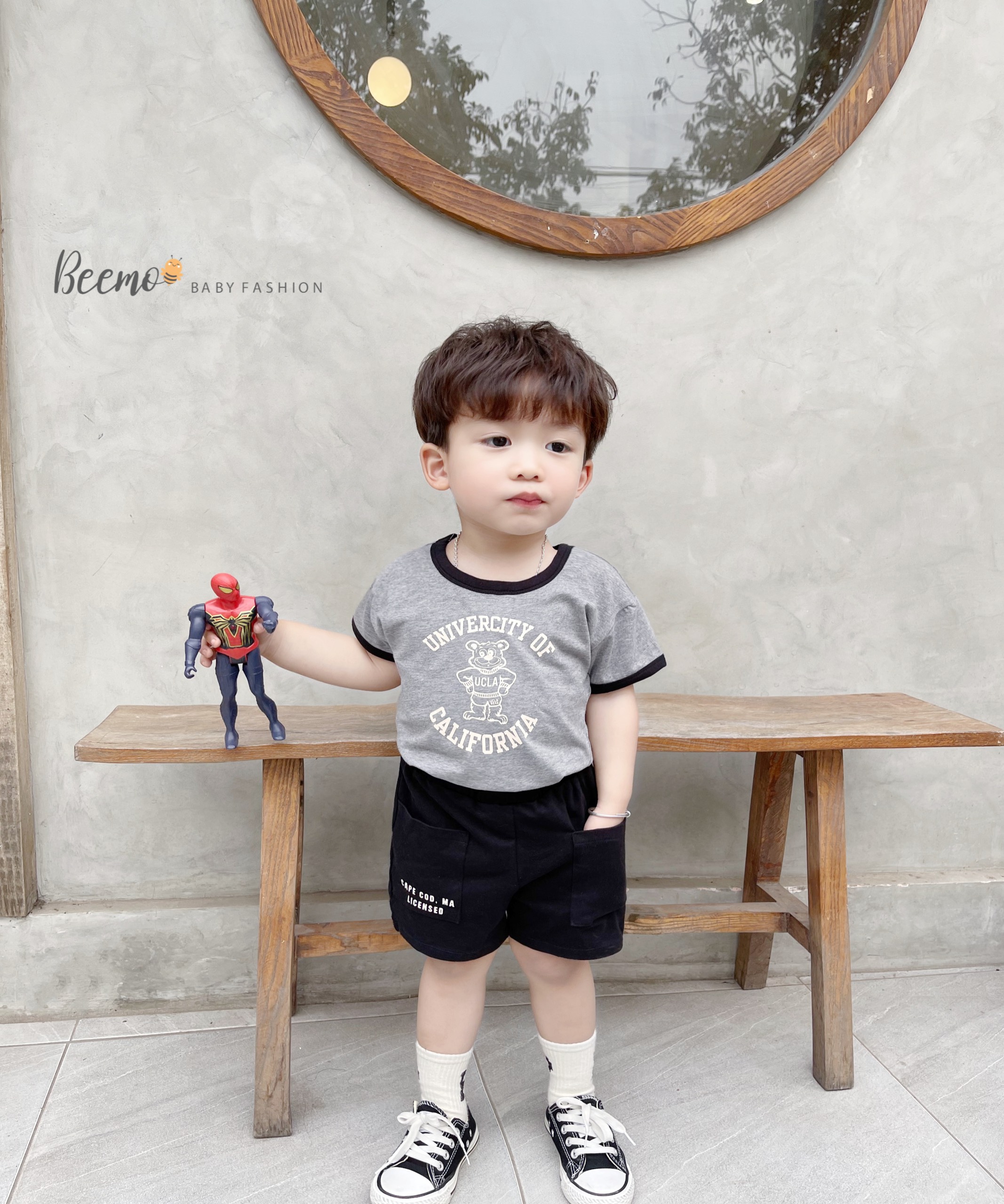 Set bộ quần áo Beemo in hình gấu California mặc hè chất liệu cotton mềm mịn thoáng mát cho bé từ 1 7 tuổi 22363B