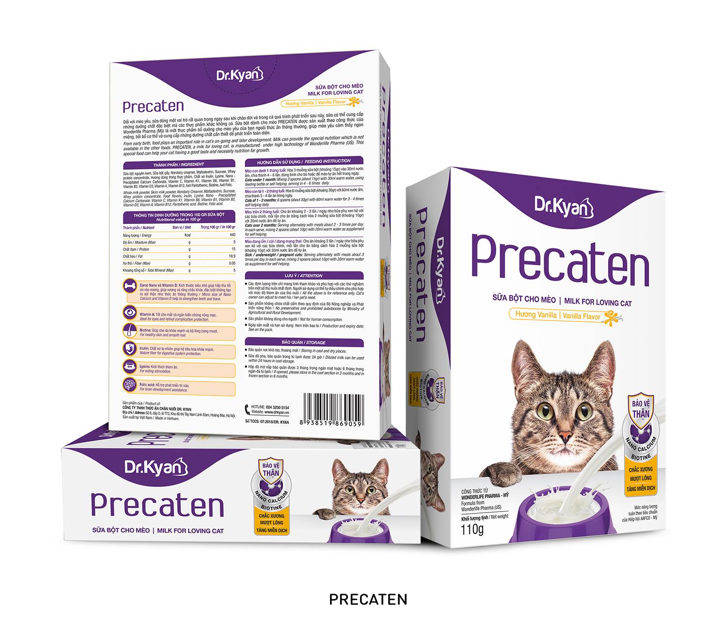 Sữa bột cho mèo precaten lon 400 gram