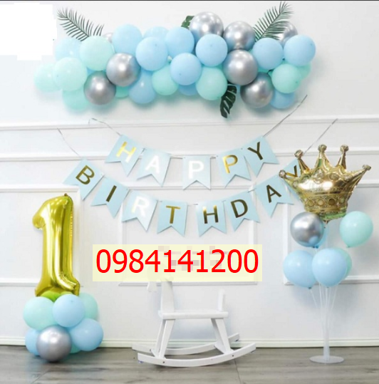 [HCM] Combo Trang Trí Sinh Nhật tông Xanh Pastel dành cho bé yêu