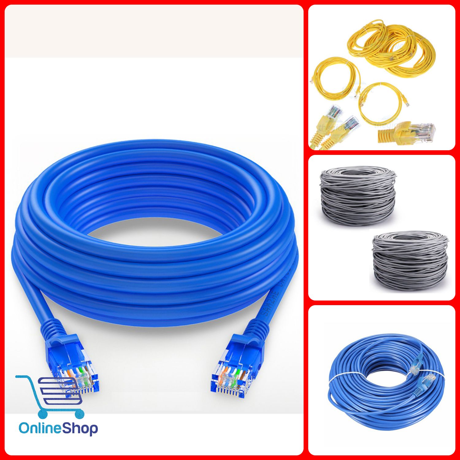 Dây cáp mạng internet/mạng LAN 50m,hàng tiêu chuẩn 5E, có 2 đầu rj45 bấm sẵn,tiện dụng, đồ bền cao(màu xanh dương), bảo hành 1 đổi 1 tại shop