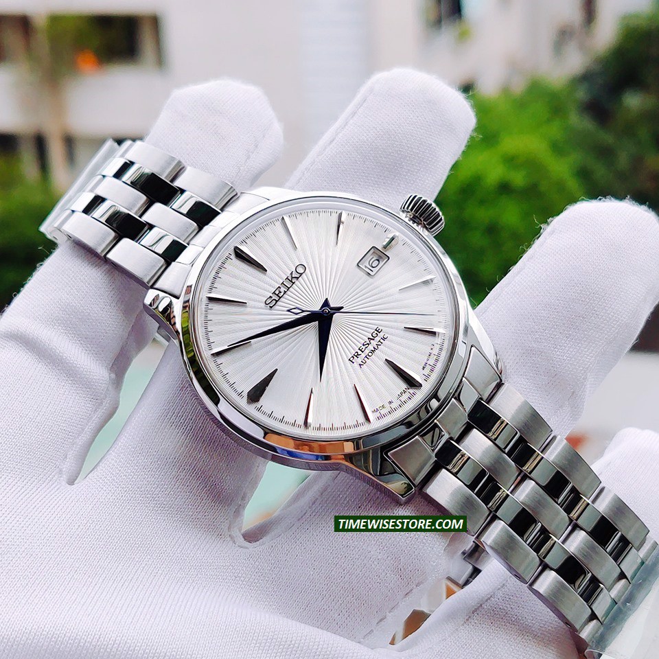 Đồng hồ cơ nam seiko trắng automatic - bào hành 12 tháng