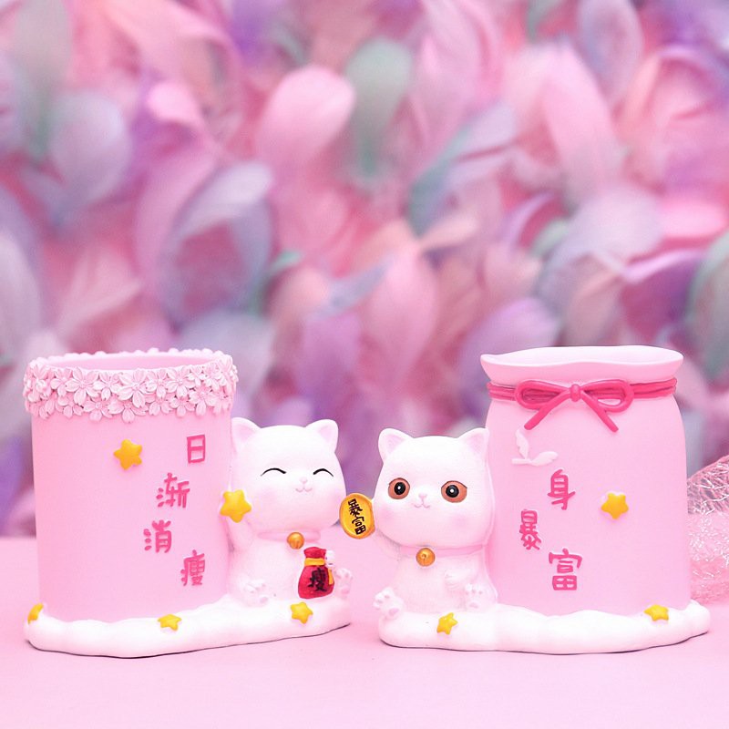 Ống cắm bút mèo lucky