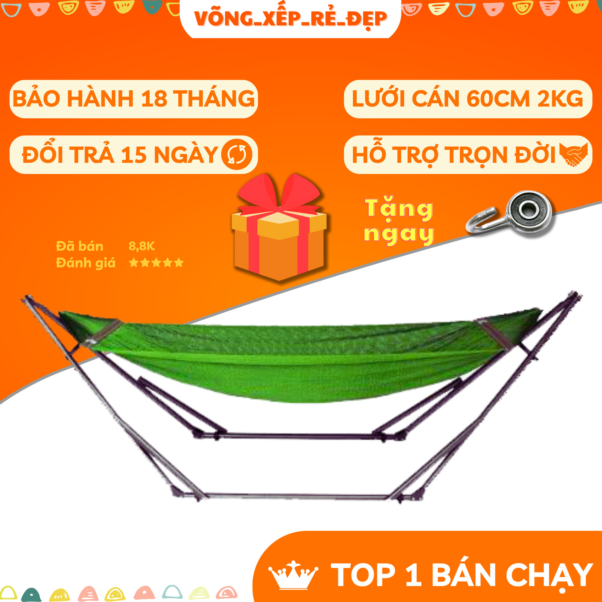 {GIÁ HỦY DIỆT} VÕNG XẾP KHUNG THÉP SƠN TĨNH ĐIỆN KIỂU CỠ NGƯỜI LỚN KÈM LƯỚI CÁN THÉP
