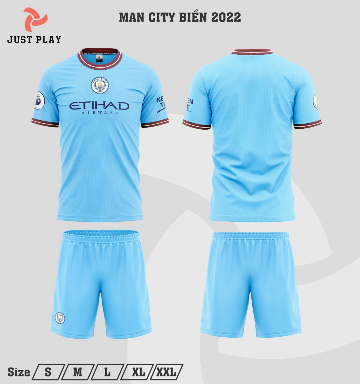 [HCM]Bộ quần áo đá banh Man City Xanh biển MC 2023