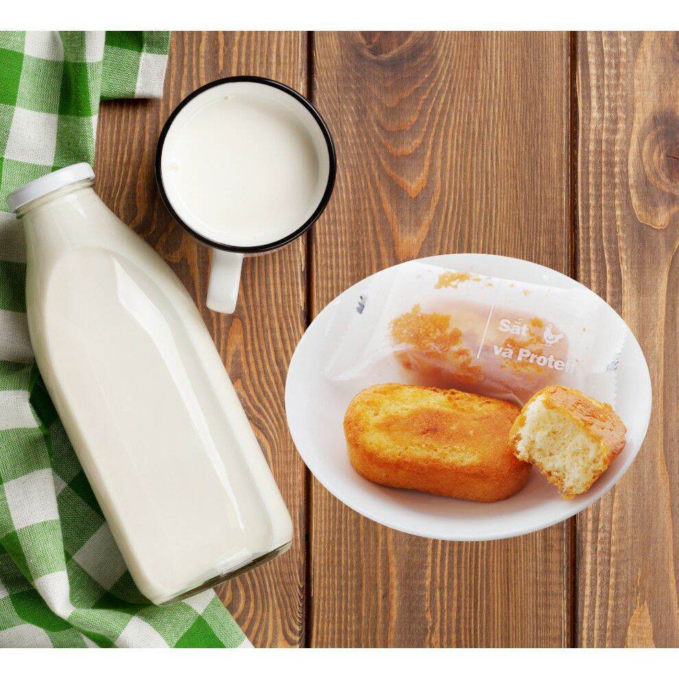 Combo 5 bịch = 25 bánh ăn sáng sợi thịt gà cest bon bánh bông lan gói 85g - đồ ăn vặt giá rẻ
