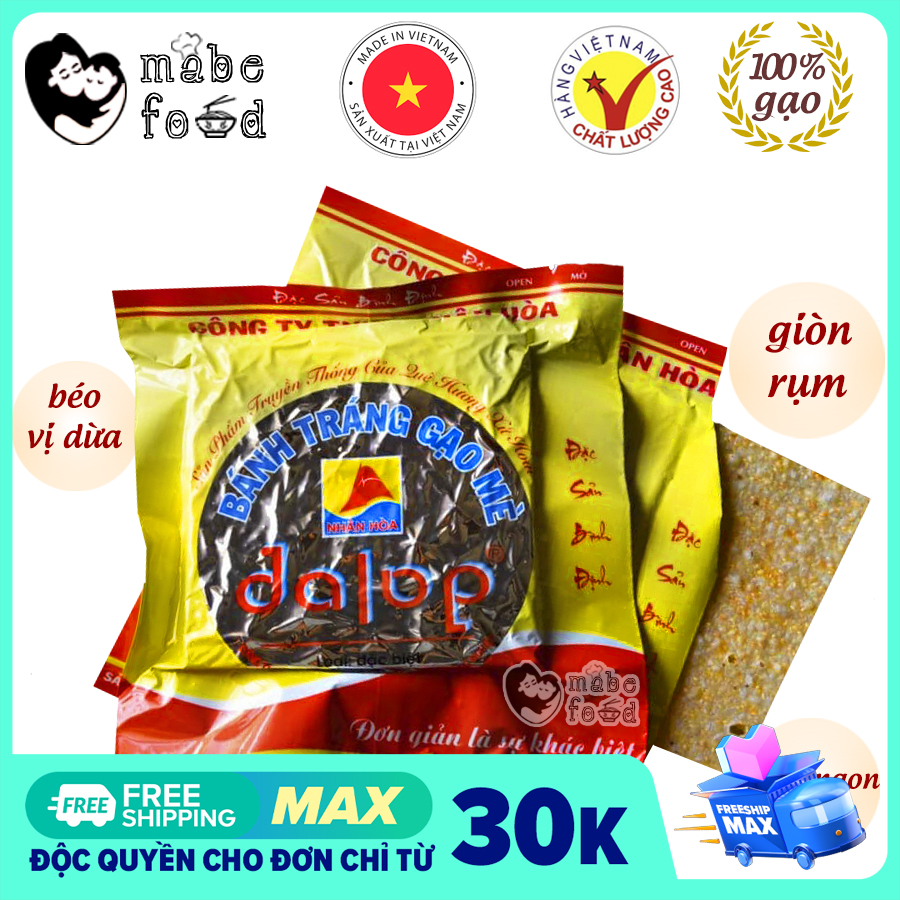 Bánh tráng, Bánh tráng nướng gạo mè Dalop, Bánh tráng nướng sẵn, ComBo 15 bịch thơm, ngon giòn, tiện lợi cho tiệc tùng, ăn vặt, phù hợp với ăn mặn, ăn chay, ẩm thực chay,mặn, nguyên chất từ gạo, đặc sản Hoài Nhơn - Mabe Food