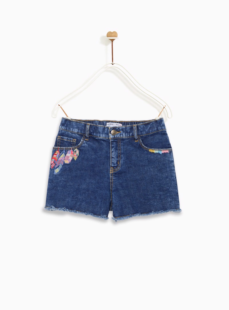 Quần Short Bé Gái Boho embroidered pull on shorts