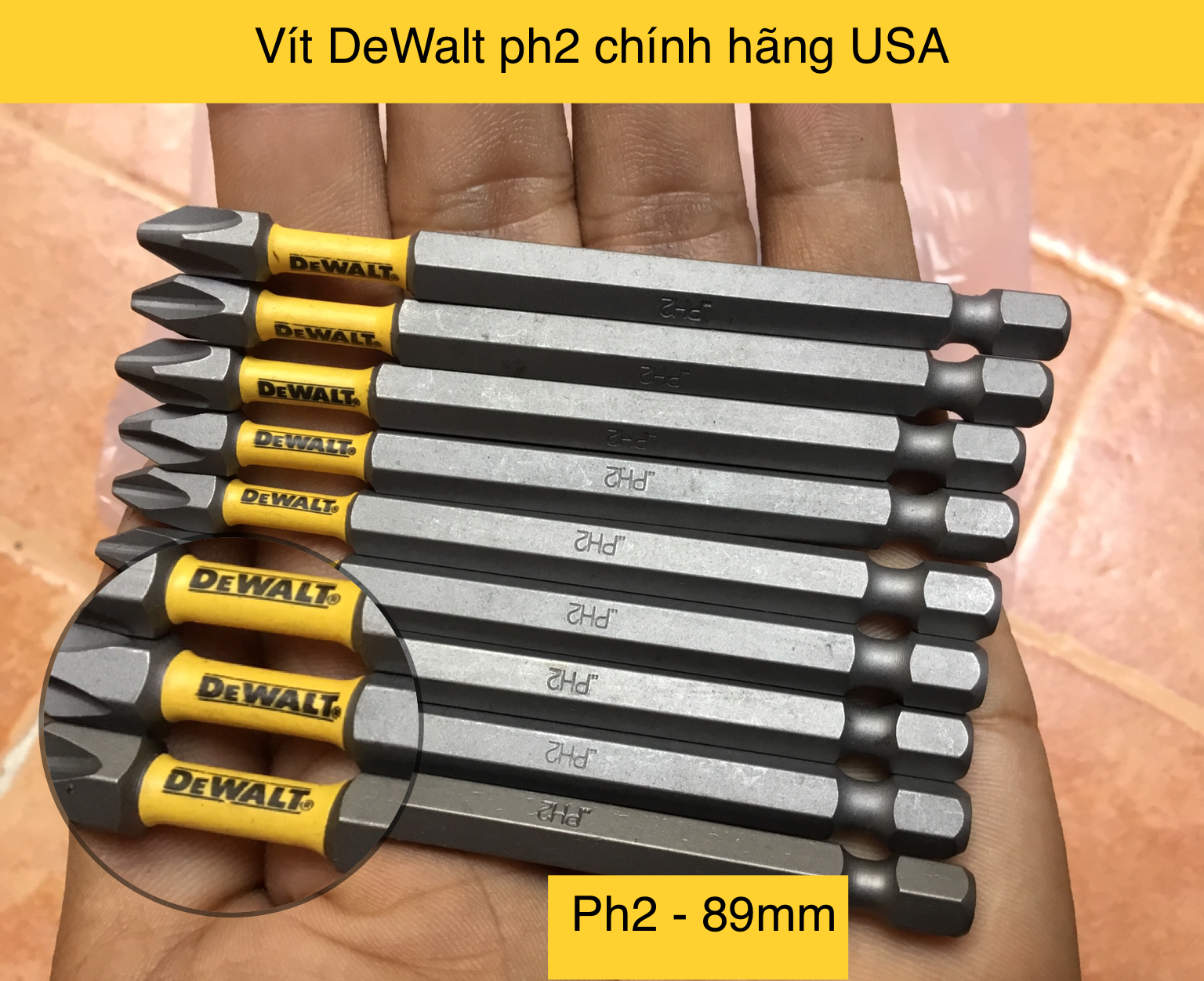 [HCM]Bộ 5 Mũi Vít DeWalt Chính Hãng Ph2 89mm