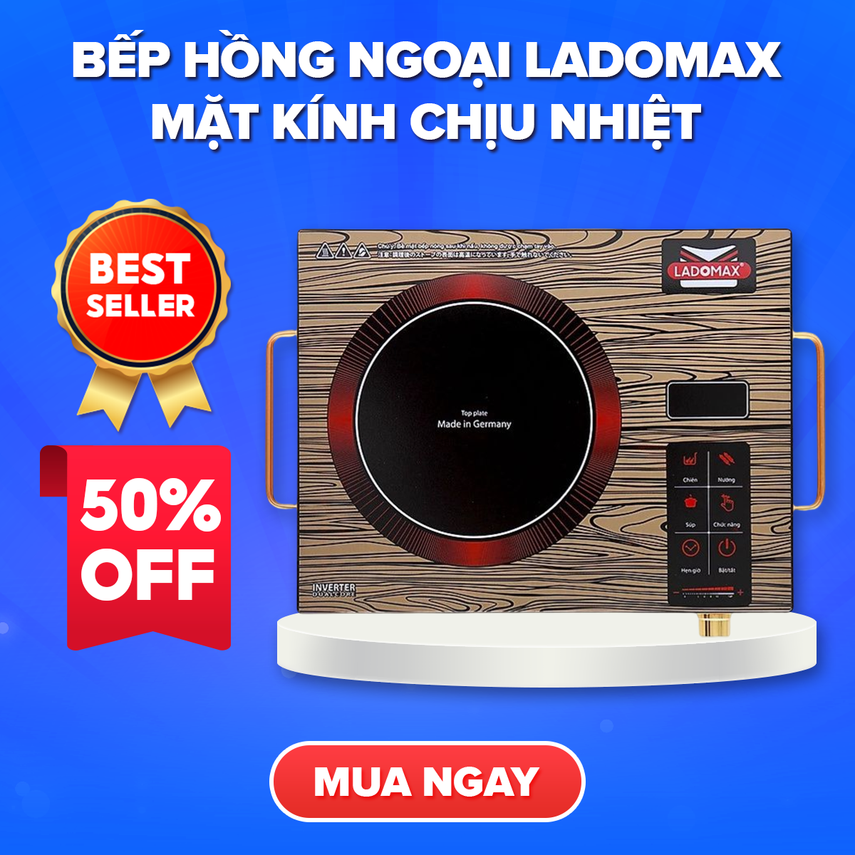 [ Hàng Mới ] Bếp Hồng Ngoại (Không Kén Nồi Màu Vân Gỗ) Ladomax Ha-666 2200W - Chính Hãng, Công Nghệ Inverter Tiết Kiệm Điện Năng, Khung Bếp Inox Chịu Lực Lớn, Vệ Sinh Đơn Giản Bảo Hành 1 Năm.