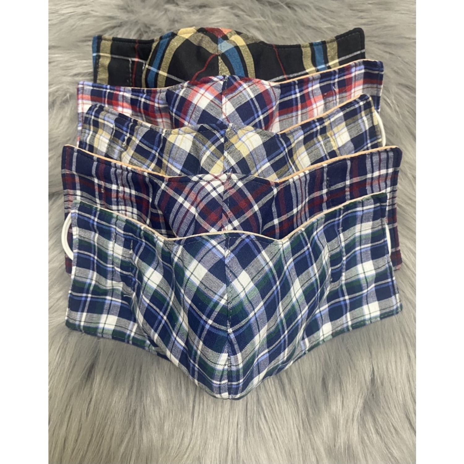 Combo 5 Khẩu trang vải , nam sọc loại che tai 3 lớp giao nhiều màu ngẫu nhiên , ảnh thật - Kim Yến Mẹ và Bé