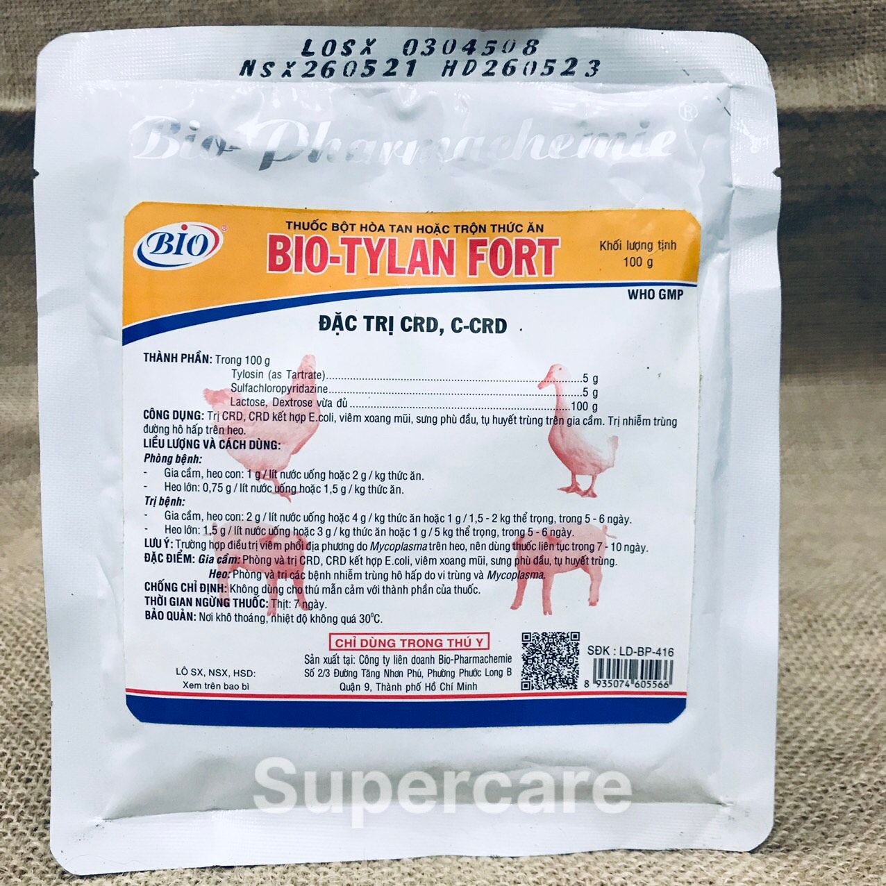 [Hoàn tiền 10%] [XẢ HÀNG CẬN DATE 26.05.23] Bio Tylan Fort 100gr - Chuyên CRD trên Heo & Gia Cầm