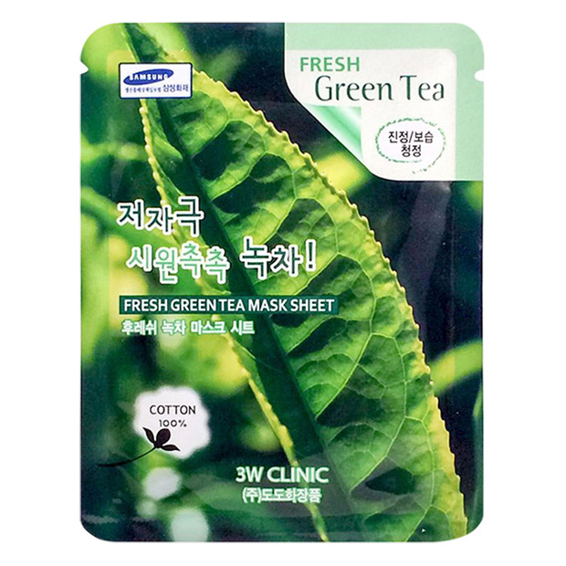 Mặt nạ trà xanh ngăn ngừa mụn 3w clinic fresh greentea Hàn quốc chính hãng, cho bạn làn da trắng mịn