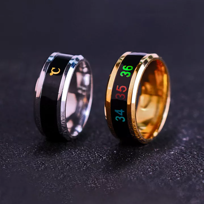 【Sẵn Sàng! 】 Nhẫn Nhiệt Độ Thông Minh Mới 5 Màu, Nhẫn Đôi Cảm Xúc Tâm Trạng Bằng Thép Titan Nhẫn Ngón Trỏ Nhạy Cảm Với Nhiệt Độ Thông Minh Cho Nam Nữ Trang Sức Không Thấm Nước