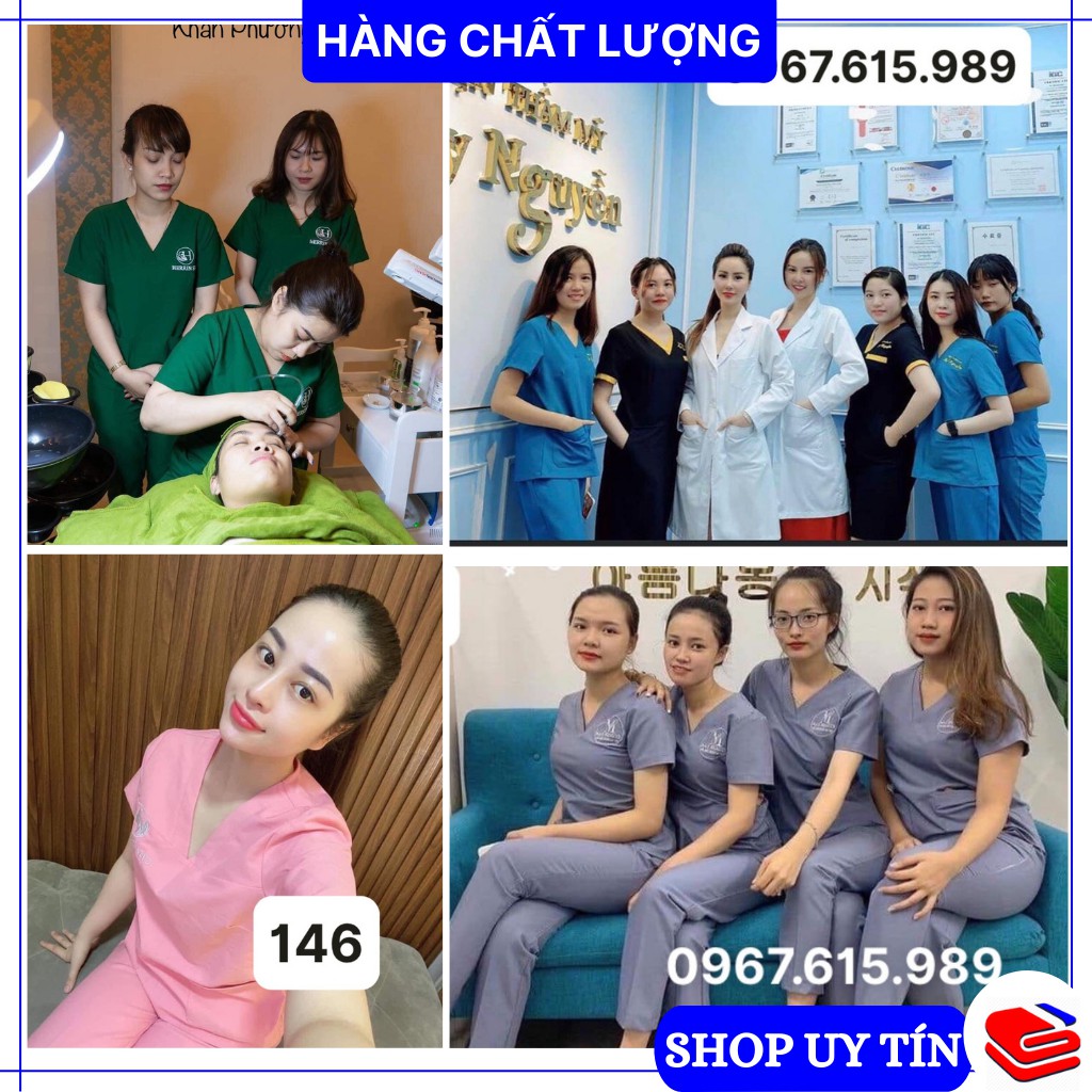 Đồng phục spa, bộ scrubs bác sĩ CHẤT ĐẸP không nóng, không nhăn