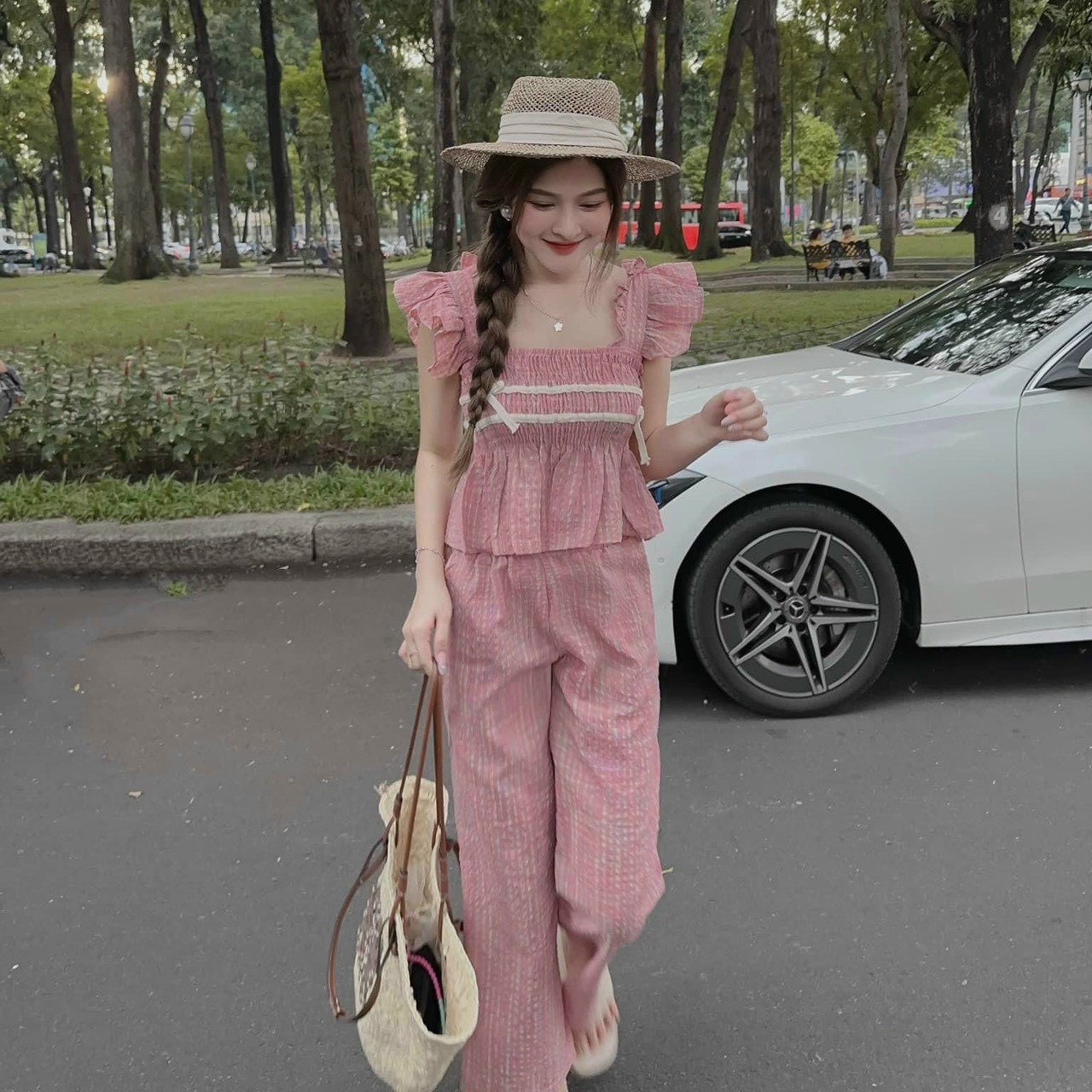 Sét đồ nữ, áo cánh tiên, kèm quần ống rộng siêu xinh