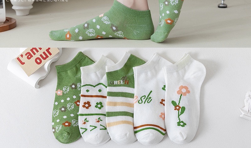 Vớ hoa xanh nữ set 5 đôi