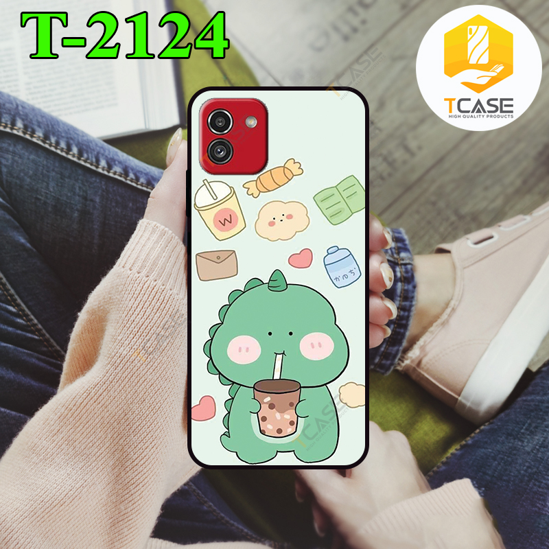 Ốp lưng Tcase dành cho Samsung Galaxy A03 in hình dino siêu dễ thương | Ốp lưng nhám chống sốc bảo vệ camera