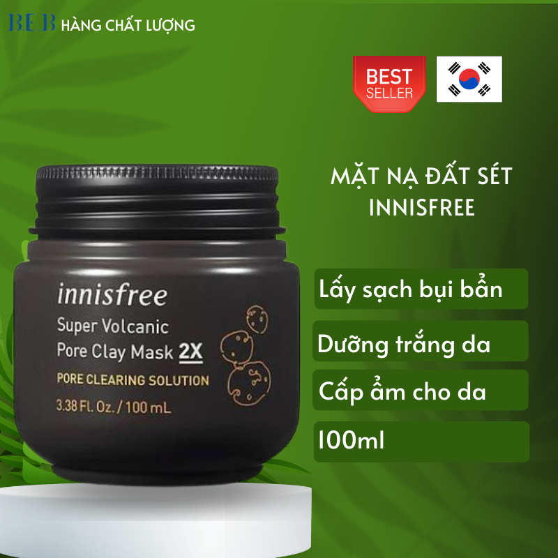 Siêu mặt nạ chăm sóc lỗ chân lông innisfree Super Volcanic Pore Clay Mask 2X nhập khẩu Hàn Quốc 100ml