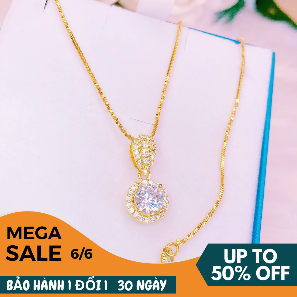 [HCM]Dây chuyền vàng nữ 18k dây chuyền hoàng gia đính đá pha lê cao cấp sáng lung linh thiết kế sang trọng đẳng cấp Trang sức GADO DM019 - đeo làm công sở cực sang chảnh và quý phái