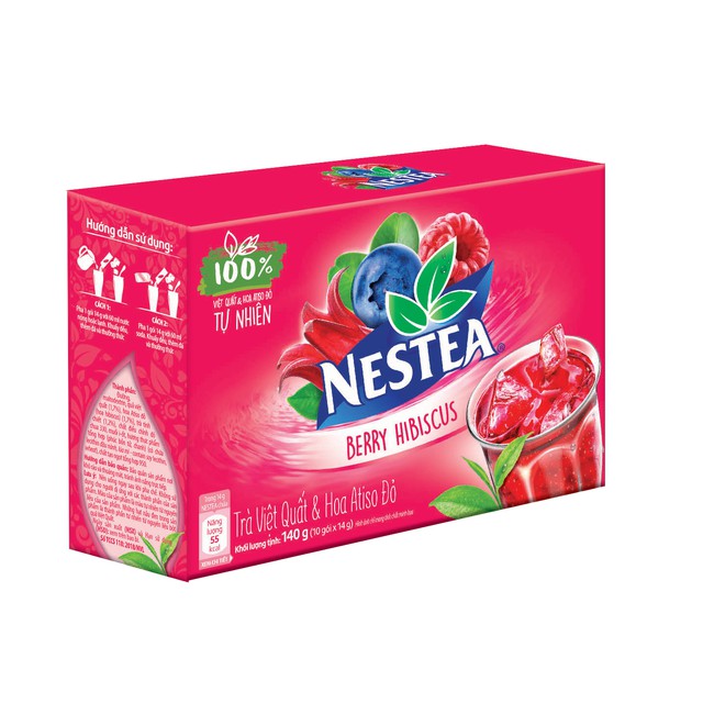 Trà việt quất và hoa atiso đỏ nestea hộp 10 gói x 14g