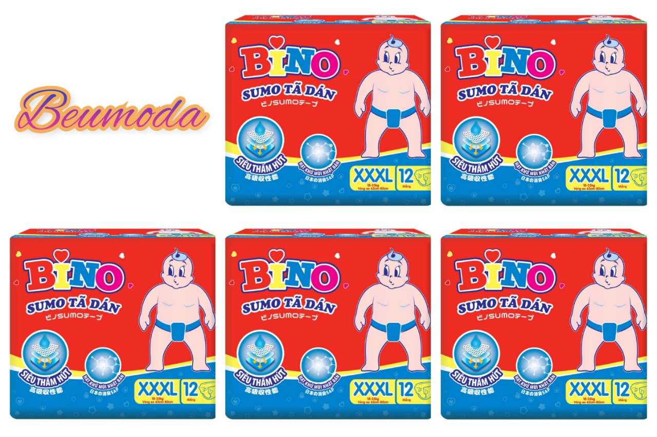 Combo 5 gói tã dán bino sumo siêu thấm hút cho bé ( 18-35kg )