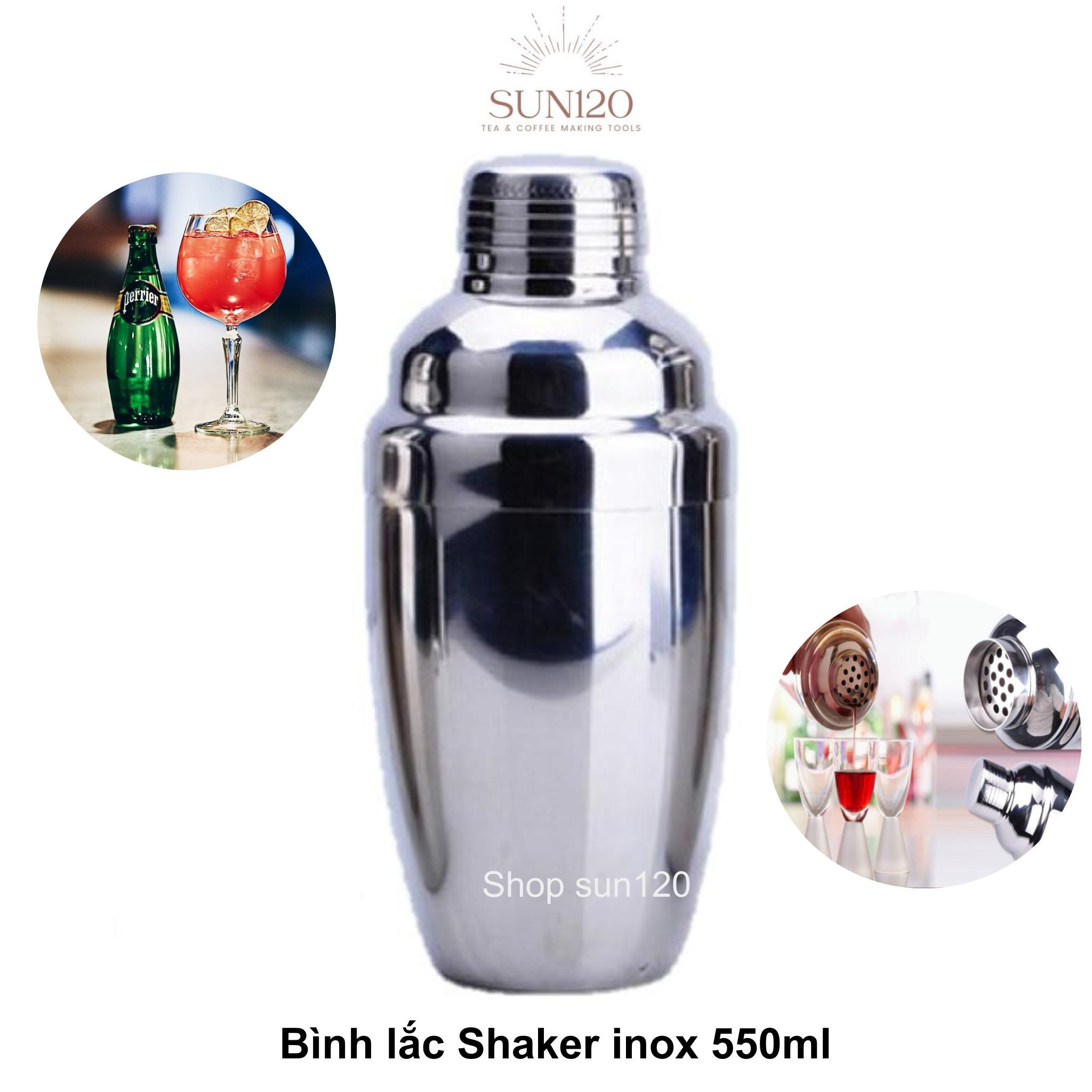 Bình Lắc Shaker 550ml Inox Pha Chế Cocktail trà sữa loại dày