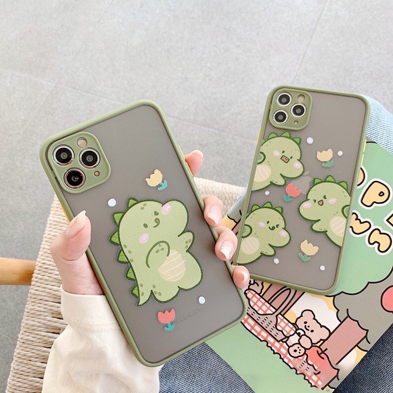 Ốp Lưng Nhám Chống Sock Va Đập Bảo Vệ Camera Dino Cute