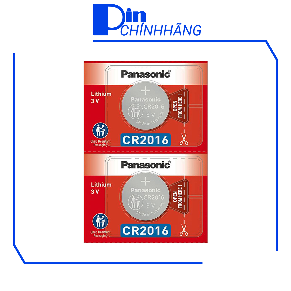 Vỉ 2 Pin Panasonic CR2016 Lithium 3V chính hãng (Pin đồng hồ, remote, smartkey, v.v...)