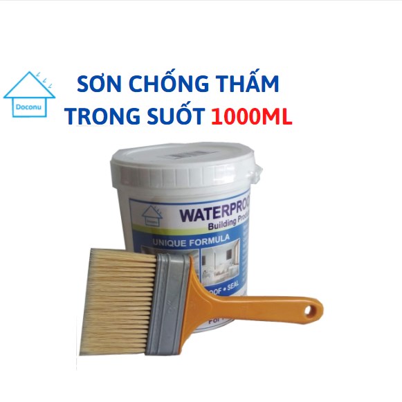 Sơn chống thấm bê tông  1000 ml - DOCONU - Sơn bóng chống thấm sơn chống thấm bể nước sơn chống thấm hồ cá sơn nước chống thấm ngoài trời sơn keo chống thấm bể nước [ CAM KẾT BẢO HÀNH ]